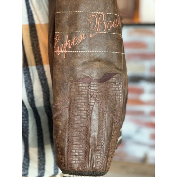 Vintage Leather Super Bowl All Stars Jacket XL NY skyline Fox Football Bare Fox - Picture 9 of 12